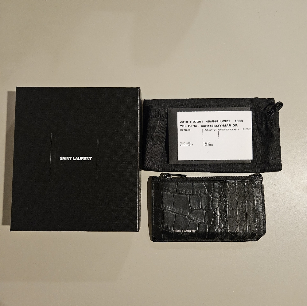 YSL Card Holder Black Aligator Rare